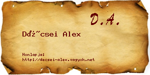 Décsei Alex névjegykártya