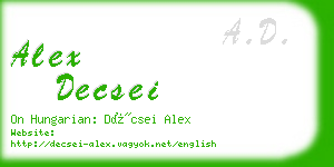 alex decsei business card